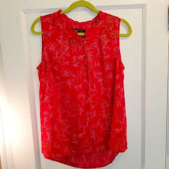 41 Hawthorn Tops - 41 Hawthorne Sleeveless Pink Floral Blouse Large